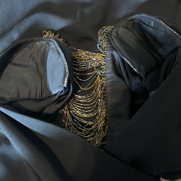 Vintage Morton Myles for Neiman Marcus Black Wrap Beaded Back Dress - Picture 8 of 14